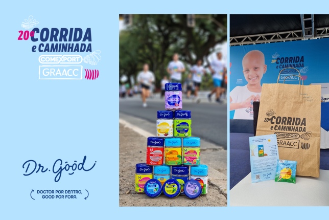 Dr. Good faz ativação do multivitamínico Multigood Kids na Corrida e Caminhada do GRAACC